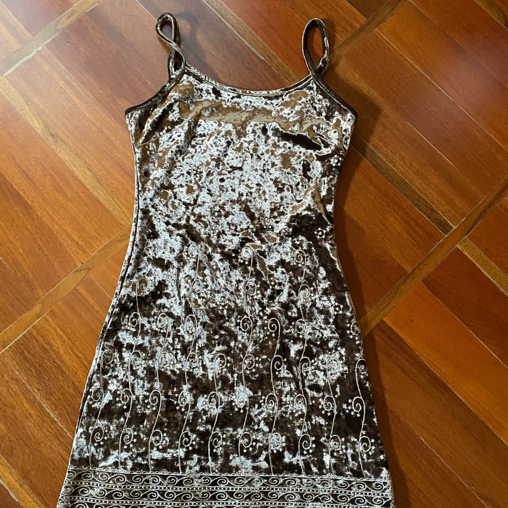 Tiger Mist Velvet Brown Mini Dress